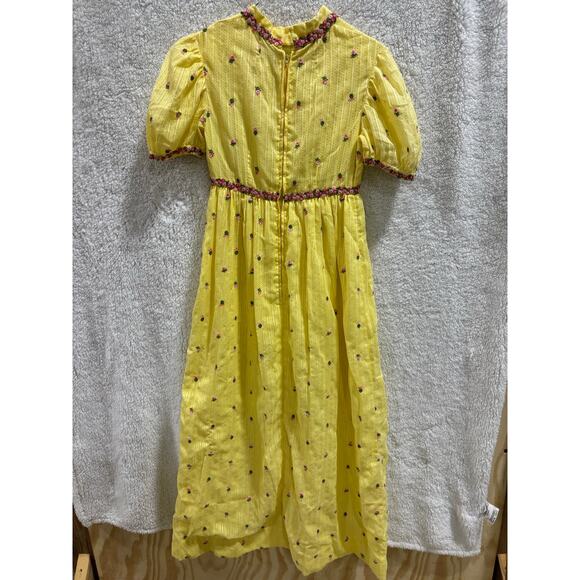 Vintage style Yellow Cottagecore Prairie Maxi no sz tag Bridgerton Girlycore - Picture 6 of 10
